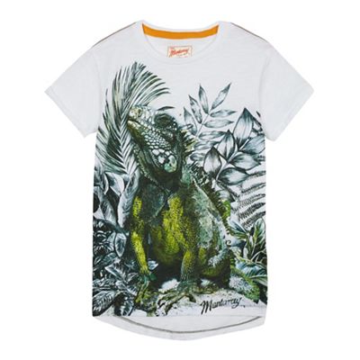 Boys' white lizard print t-shirt
